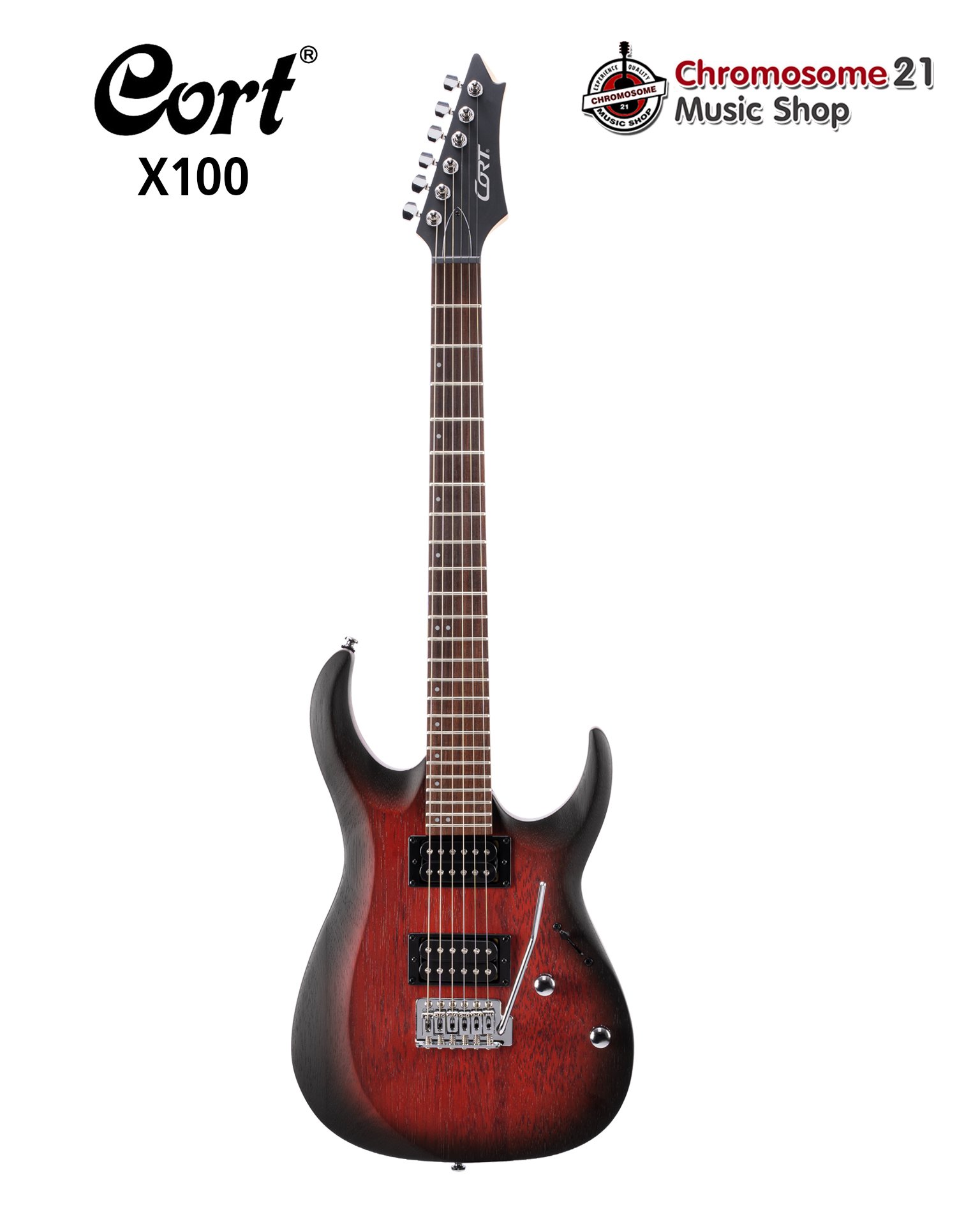 กีตาร์ไฟฟ้า Cort X100 สี Open Pore Black Cherry Burstm