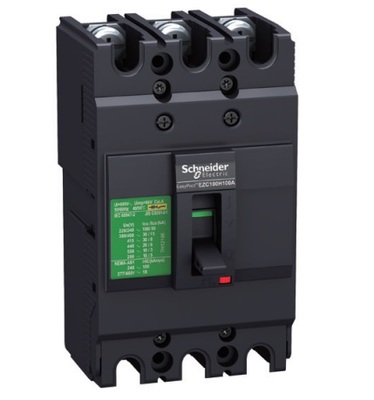 Schneider EZC100F เซอร์กิตเบรกเกอร์สวิตช์ตัดตอนอัตโนมัติ (MCCB) 3 โพล 10kA ขนาดเฟรม 100A EasyPact (EZC)