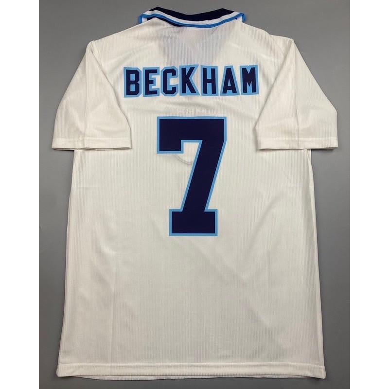 เสื้อบอล ย้อนยุค ทีมชาติ อังกฤษ 1996 เหย้า Retro England Home เรโทร คลาสสิค 1996-98 สกรีน BECKHAM # 7