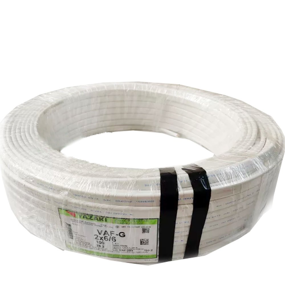 FUHRER สายไฟ VAF-G สายแบนแกนคู่ แบบมีสายดิน ขายเป็นม้วน (ม้วนละ 100 เมตร) 100M/ROLL สีขาว