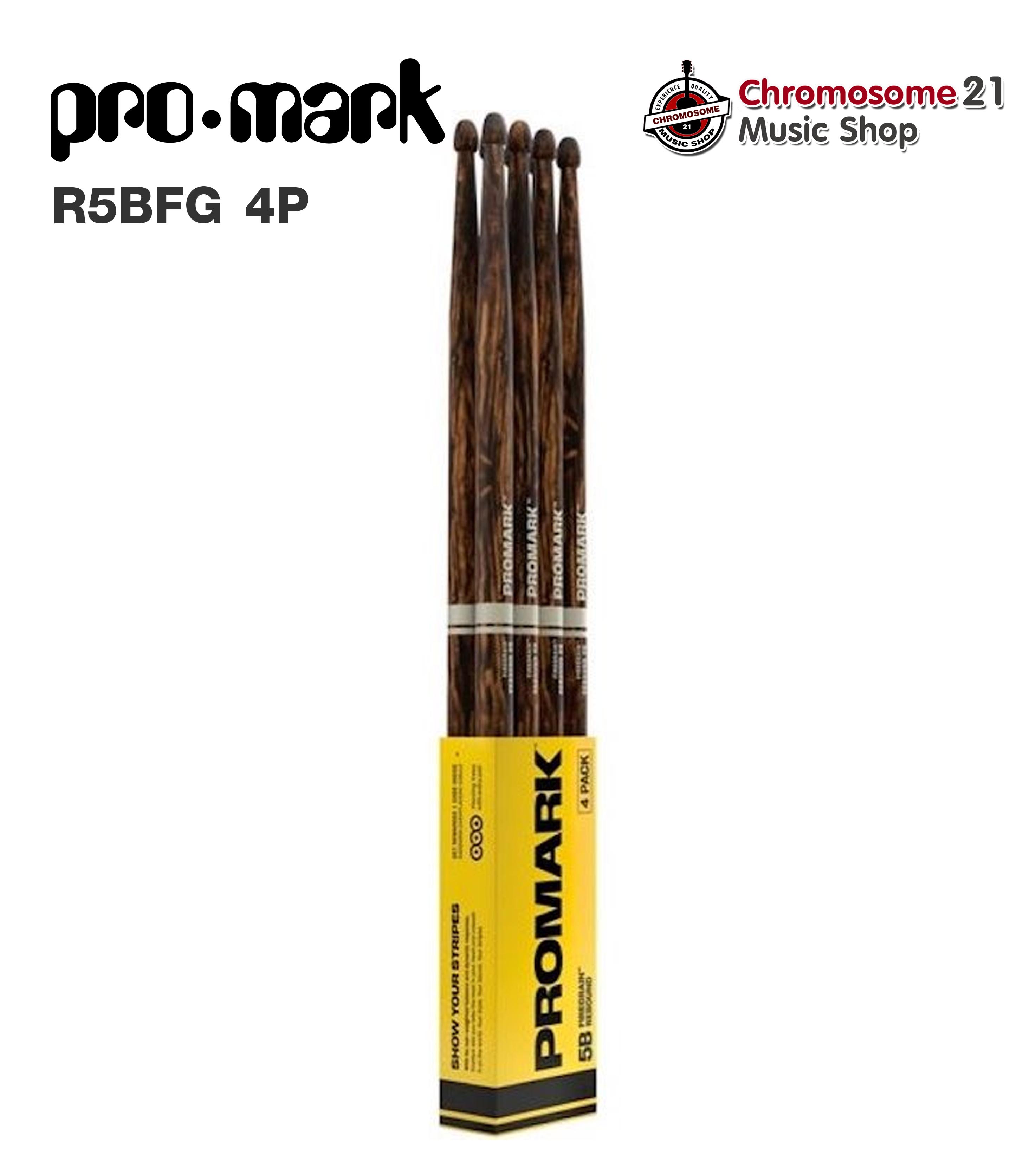 ไม้กลอง PROMARK 5B (แพ็ค 4 คู่) REBOUND FIREGRAIN DRUMSTICK, ACORN WOOD TIP PM-R5BFG-4