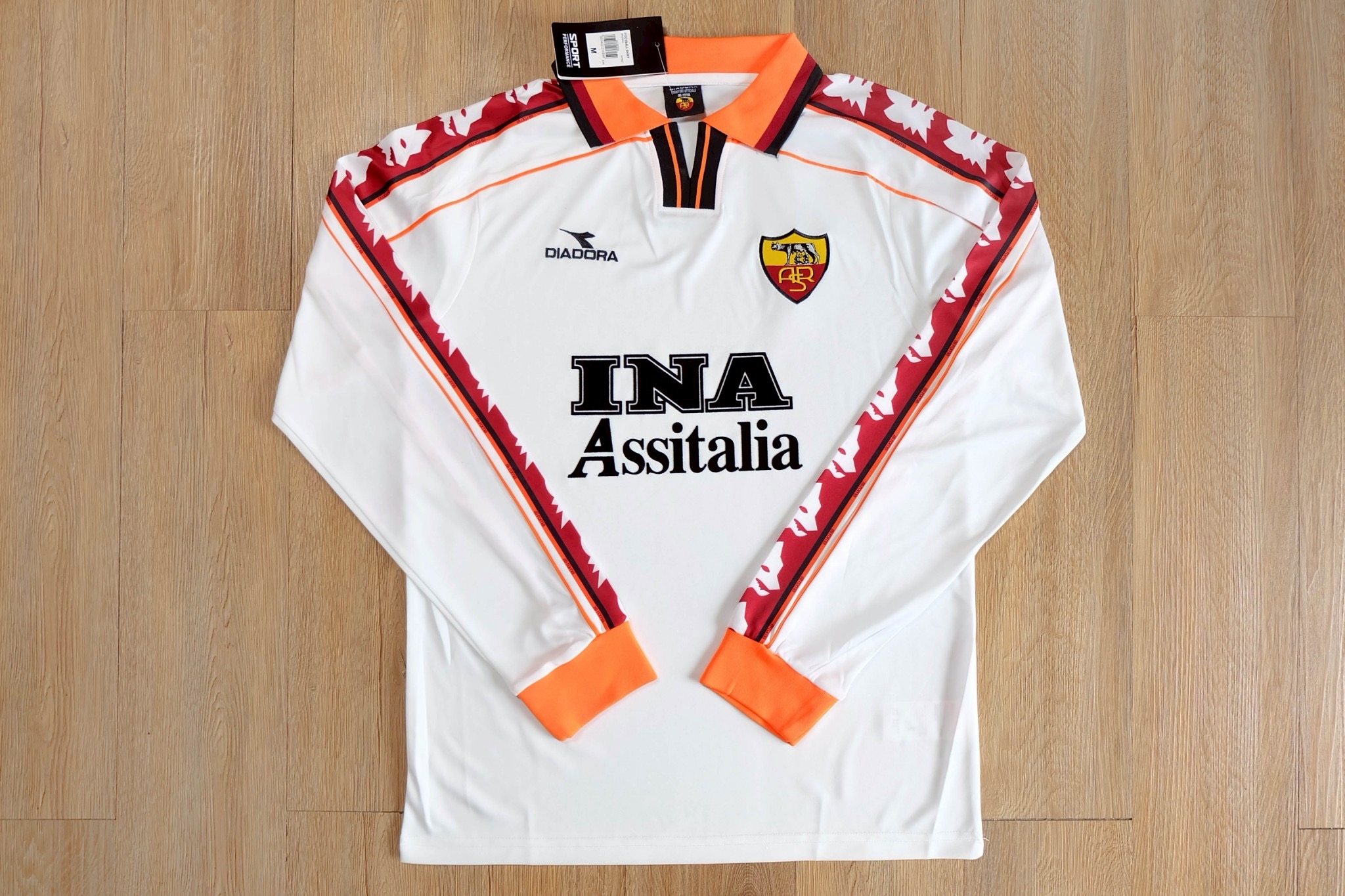 Retro เสื้อฟุตบอลย้อนยุค โรม่า เเขนยาว สีขาว 1998-99