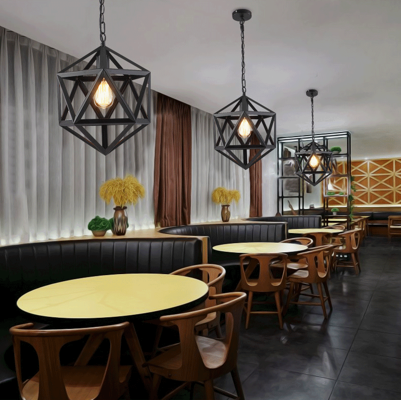 โคมไฟเหล็กดัดทรง 6 เหลี่ยม