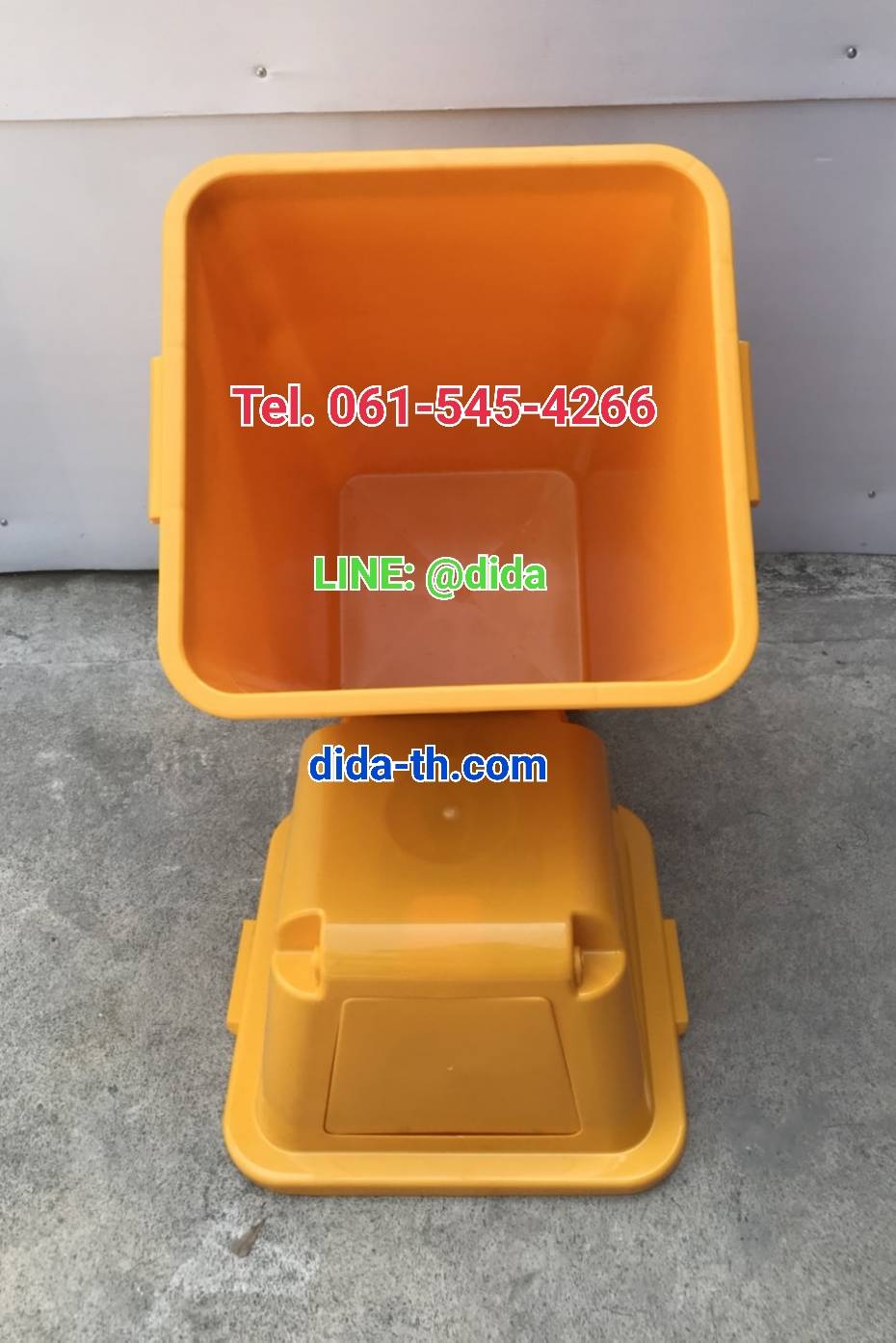 ถังขยะเทศบาล ทรงเหลี่ยม 120 ลิตร พร้อมฝาครอบทรงสูง