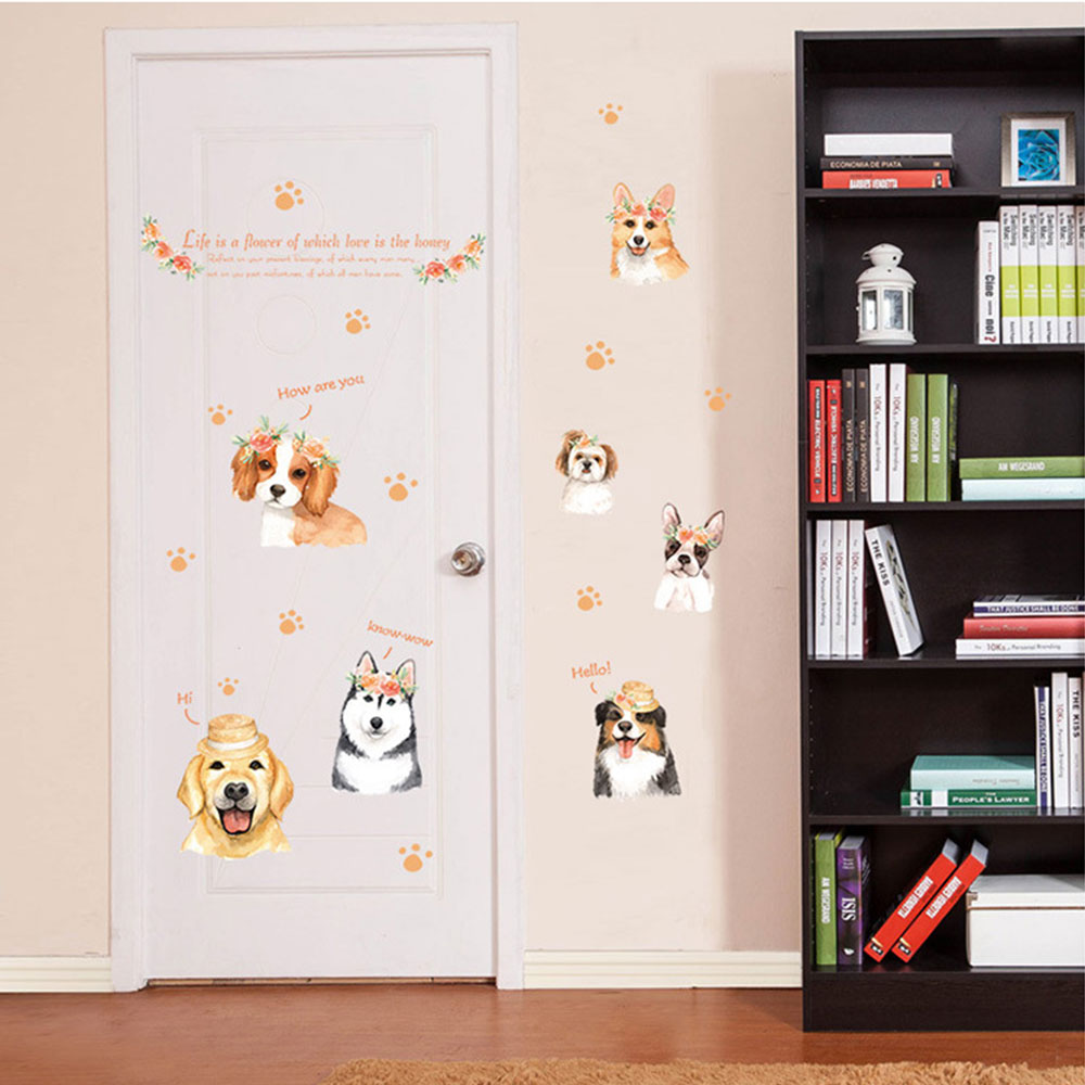 สติ๊กเกอร์ตกแต่ง DIY ลาย สุนัข (SK-7162) ติดผนัง กระจก ตู้ ประตู ติดฉากไลฟ์สด สำหรับตกแต่งห้องนอน/ห้องนั่งเล่น/ห้องน้ำ/ห้องรับประทานอาหาร/ห้องครัว สติ๊กเกอร์ติดผนัง