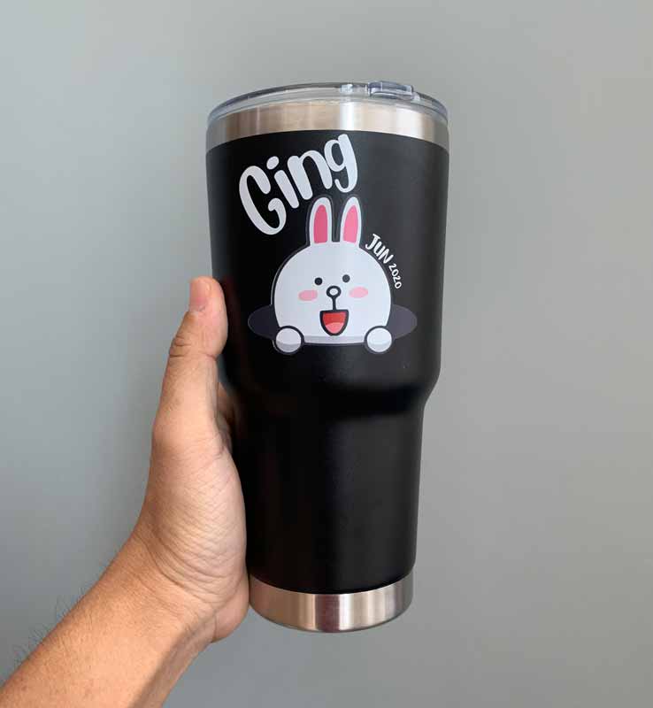 แก้วทรง YETI พร้อมทำรูปจากสติกเกอร์ไลน์