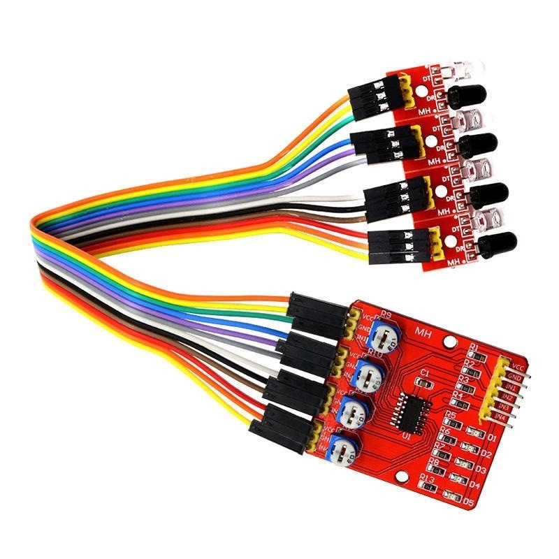 Tracking Sensor 4 Channal for Smart Car เซนเซอร์ตรวจจับเส้น ขาว ดำ 4 จุดแยกอิสระ สำหรับ Smart Car