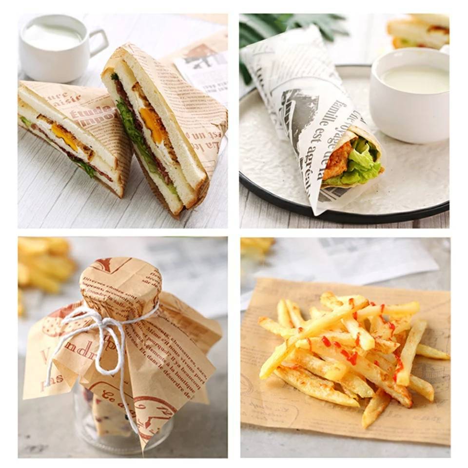 กระดาษไขลายหนังสือพิมพ์ ห่อขนม (แพ็คละ 100 แผ่น) ขนาด 16x16 ซม กระดาษห่อขนมลายหนังสือพิมพ์ ใช้รองขนม,อาหาร รองอบ ห่อขนม,แซนวิช