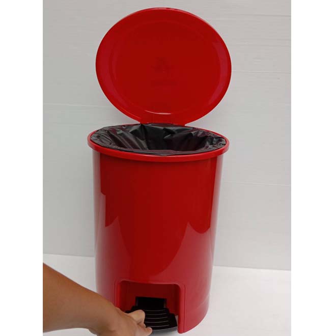 ถังขยะ แบบเหยียบ สีแดง ถังขยะในห้องน้ำ ถังขยะเท้าเหยียบ 12 ลิตร