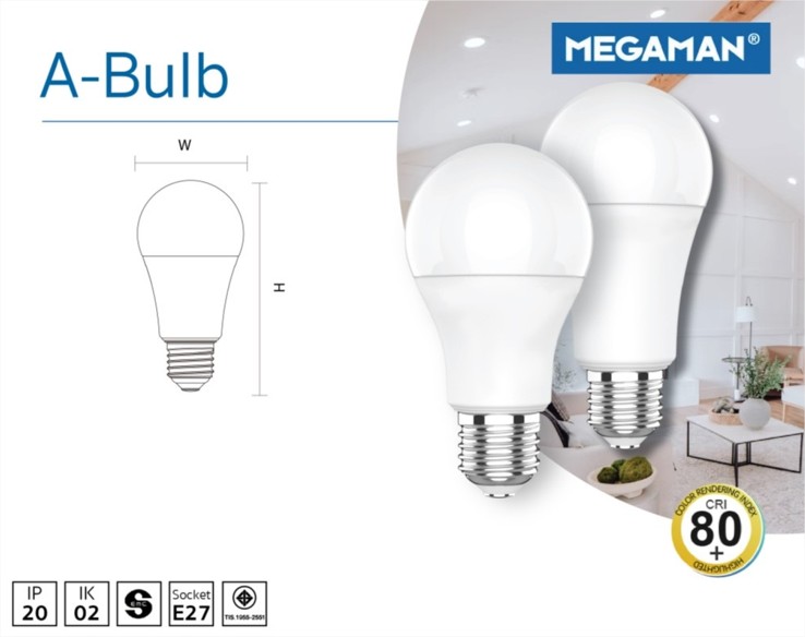 หลอดไฟ LED MEGAMAN A-BULB A60 E27
