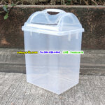 ถังขยะพลาสติกใส ฝาแกว่ง ทรงเหลี่ยม 14 ลิตร