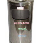 ถังขยะสแตนเลส พร้อมที่เขี่ยบุหรี่ ฝาปั๊ม ขนาด 8 นิ้ว