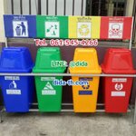 แท่นวางถังขยะ ขนาด 60 ลิตร แบบ 1 ช่อง มีป้ายแผงหลัง