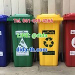ถังขยะเทศบาล ใบใหญ่พร้อมล้อเข็น 120 ลิตร ฝาเรียบ