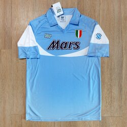 Retro เสื้อบอลวินเทจ นาโปลี เหย้า🩵 ปี 1990-91 เกรด(AAA) Retro Napoli Home Kit 1990-91