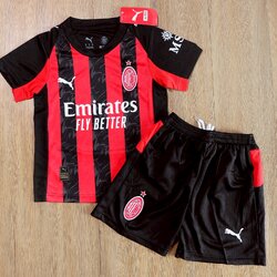 ชุดฟุตบอลเด็ก – 2025-26 ชุดฟุตบอลเด็กเอซี มิลาน สีดำเเดง สำหรับเด็ก Fans Edition เกรดแฟนบอล Size 18-28