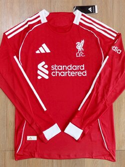 2025-26 เสื้อฟุตบอลลิเวอร์ฯ เเขนยาว สีเเดง สำหรับผู้ชาย Player Edition เกรดนักเตะ Size S-2XL