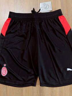 กางเกงฟุตบอลสโมสร ทีมเอซี มิลาน สีดำ Fans Edition เกรดแฟนบอล 2025