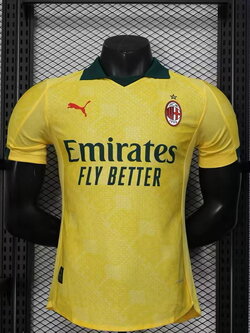 2025-26 เสื้อฟุตบอลเอซี มิลาน สีเหลือง สำหรับผู้ชาย Player Edition เกรดนักเตะ Size S-2XL