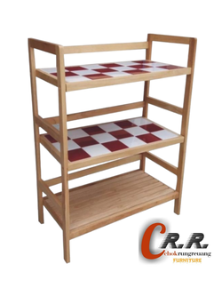 ชั้นไม้ยางพารา กระเบื้อง 18แผ่น