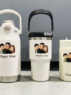 ชุดของขวัญ แก้ว กระบอกน้ำพิมพ์ลายการ์ตูนบุคคล ครอบครัว