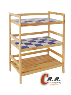 ชั้นไม้ยางพารา กระเบื้อง 24แผ่น