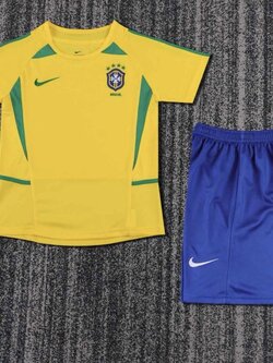 Retro ชุดฟุตบอลเด็กย้อนยุค - ทีมชาติบราซิล เหย้า เกรดแฟนบอล 2002