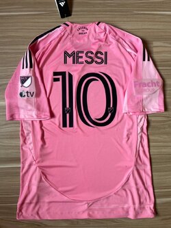 เสื้อฟุตบอลอินเตอร์ ไมอามี เหย้า สีชมพู Player Edition เกรดนักเตะ 2025 พร้อมชื่อ เบอร์ อาม MESSI # 10