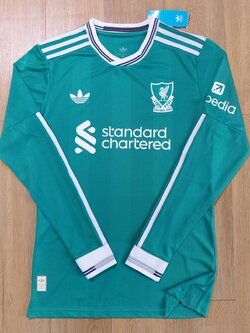 2025-26 เสื้อฟุตบอลลิเวอร์ฯ เเขนยาว สีเขียว สำหรับผู้ชาย Player Edition เกรดนักเตะ Size S-2XL