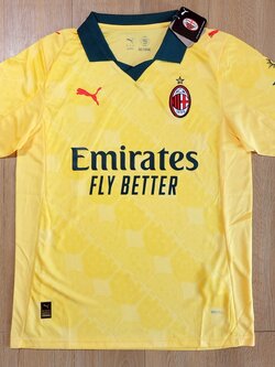 เสื้อฟุตบอล เอซี มิลาน เยือน สีเหลือง Fans Edition เกรดแฟนบอล 2025