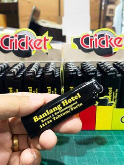 ไฟแช็ค Cricket พร้อมพิมพ์โลโก้ ชื่อหน่วยงาน โรงแรม