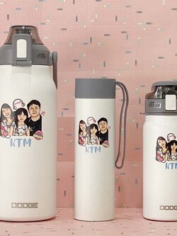 ชุดของขวัญ แก้ว กระบอกน้ำพิมพ์ลายการ์ตูนบุคคล ครอบครัว