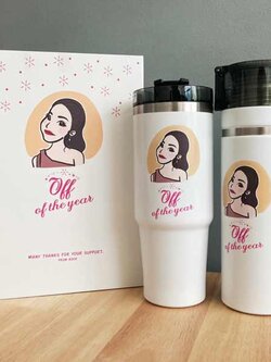 ชุดของขวัญ แก้ว กระบอกน้ำพิมพ์ลายการ์ตูนบุคคล