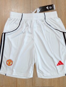 กางเกงฟุตบอลสโมสร ทีมแมนยู Man U สีขาว Fans Edition เกรดแฟนบอล 2025