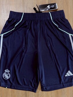 กางเกงฟุตบอลสโมสร ทีมเรอัล มาดริด สีดำ Fans Edition เกรดแฟนบอล 2025