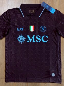 2025-25 มาใหม่เสื้อฟุตบอลนาโปลี เยือน สีดำ เกรดแฟนบอล SIZE S-2XL