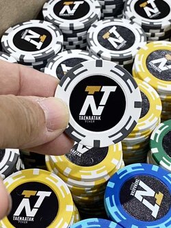 บริการพิมพ์โลโก้พร้อมชื่อ บนเหรียญ ชิฟ คาสิโน Casino หน้า-หลัง