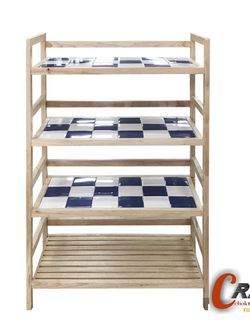 ชั้นไม้ยางพารา กระเบื้อง 4ชั้น