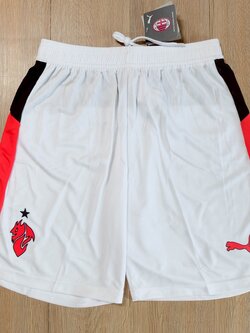 กางเกงฟุตบอลสโมสร ทีมเอซี มิลาน สีขาว Fans Edition เกรดแฟนบอล 2025