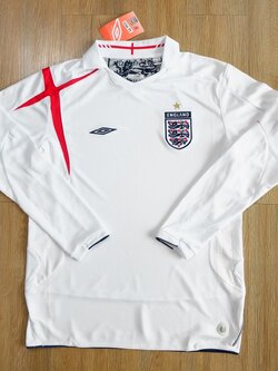 Retro เสื้อฟุตบอลทีมชาติอังกฤษ สีขาว แขนยาว 2006