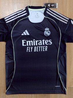 เสื้อฟุตบอล เรอัล มาดริด เยือน สีดำ เกรดแฟนบอล 2025