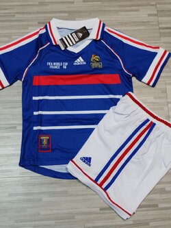 Retro ชุดฟุตบอลเด็กย้อนยุค - ทีมชาติฝรั่งเศส เหย้า เกรดแฟนบอล
