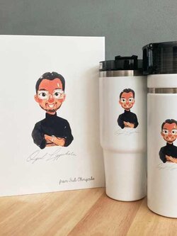 ชุดของขวัญ แก้ว กระบอกน้ำพิมพ์ลายการ์ตูนบุคคล