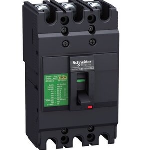 Schneider EZC100N เซอร์กิตเบรกเกอร์สวิตช์ตัดตอนอัตโนมัติ (MCCB) 3 โพล 15kA ขนาดเฟรม 100A EasyPact (EZC)
